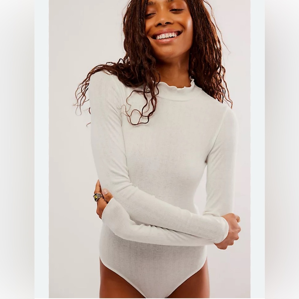 NWOT Free People Intimately Turtleneck Bodysuit White Sz S